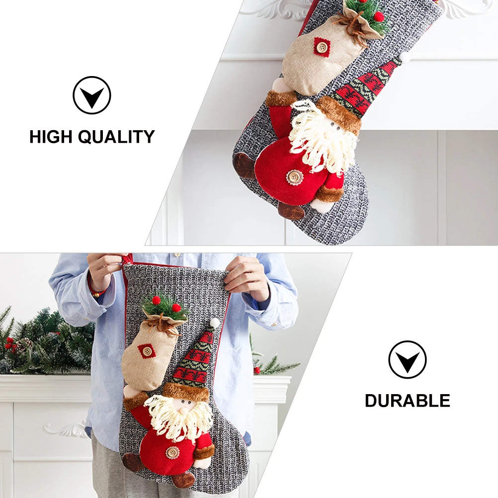 

1pcs Christmas Stockings Decor Knitted Hanging Gift Bag For Kids Candy Storage Xmas Tree Ornament Holiday Decoration Stocking