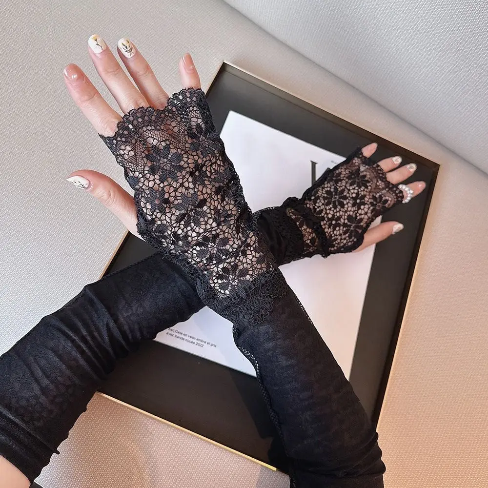 

New Ice Silk Sun Protection Sleeves Long Fingerless Elastic Sunscreen Sleeves Breathable UV Protection Arm Sleeve Outdoor