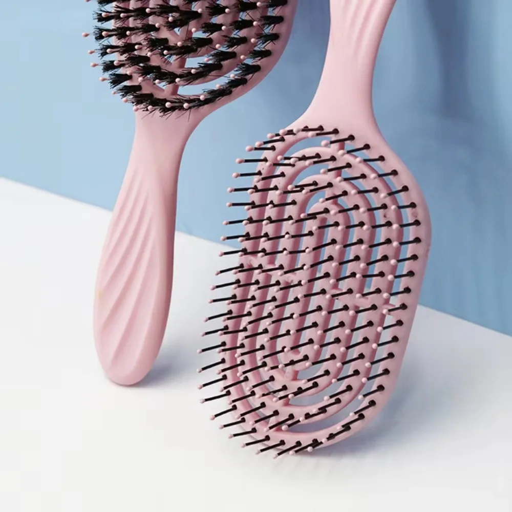Elliptical Massage Comb Hollow Design Ergonomic Shape Scalp Massage Brush Anti-Static Heat-Resistant Hair Brush