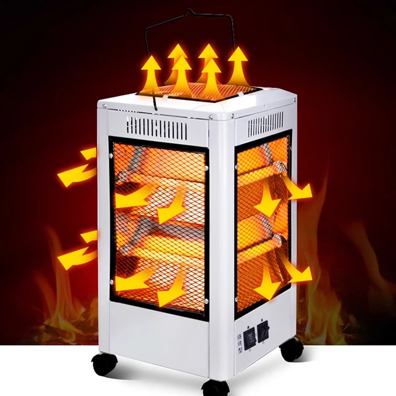 Multi-função aquecedor de ar elétrico, duplo uso aquecedor, terceira engrenagem ajustável, uso doméstico, churrasco, velocidade de cinco lados, quente, aquecedor, 2kW