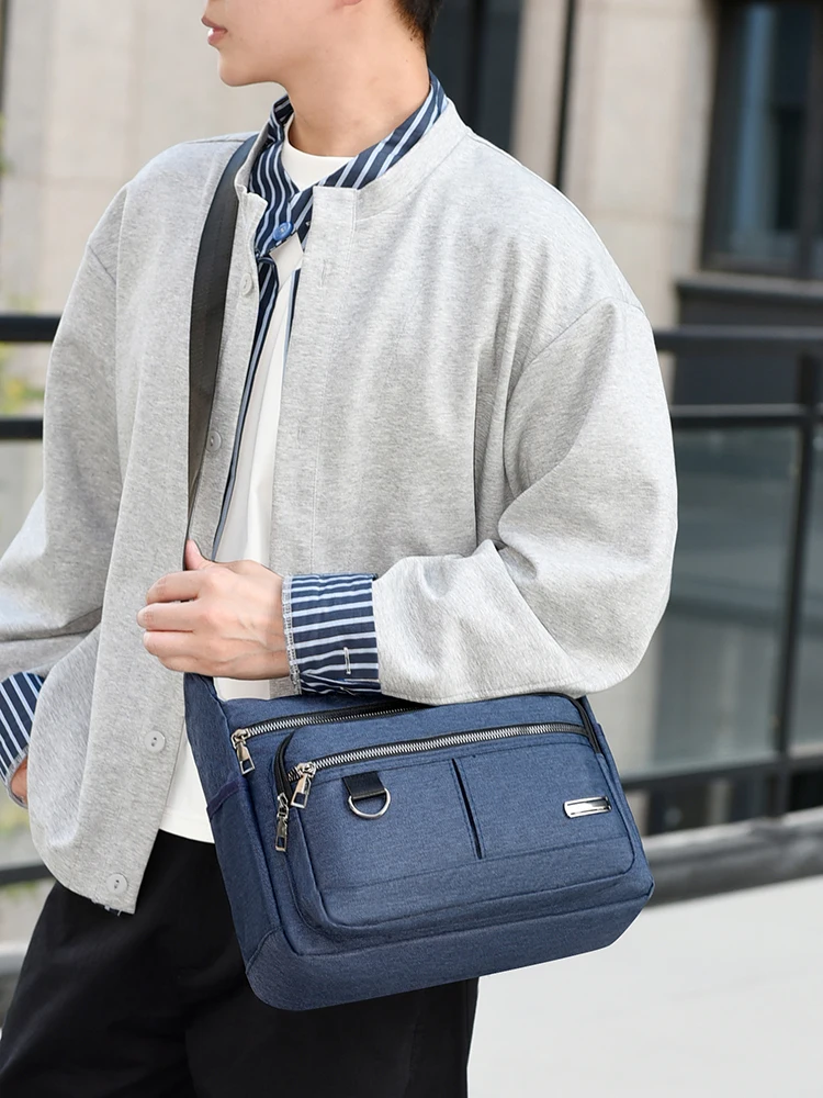 Lässige Umhängetasche für Herren, mehrschichtige Taschen, verstellbare Schultergurte, Business-Umhängetasche, Alltagstasche für den Arbeitsweg, Freizeittasche – Detail 10