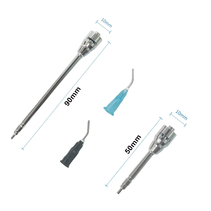 1Set Dental 3 Way Air Water Syringe Tips With Luer Lock Nozzles Tips With Irrigation Bent Needle Autoclavable Three Gun Air Gun