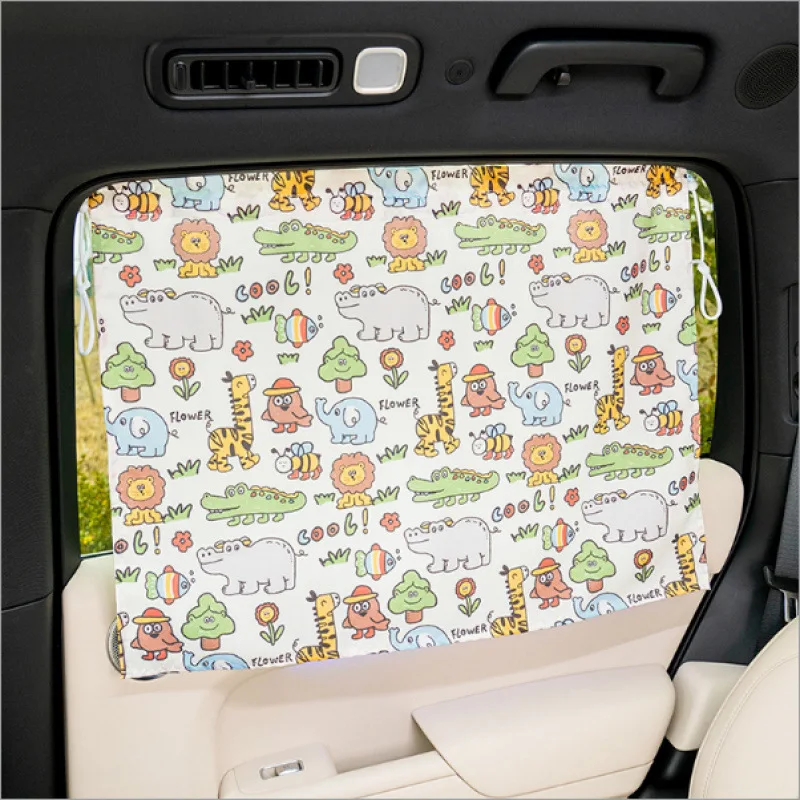 Suction Cup Curtain in The Car Window Sunshade Cover Cartoon Universal Side Window Sunshade UV Protection for Kid Baby Children
