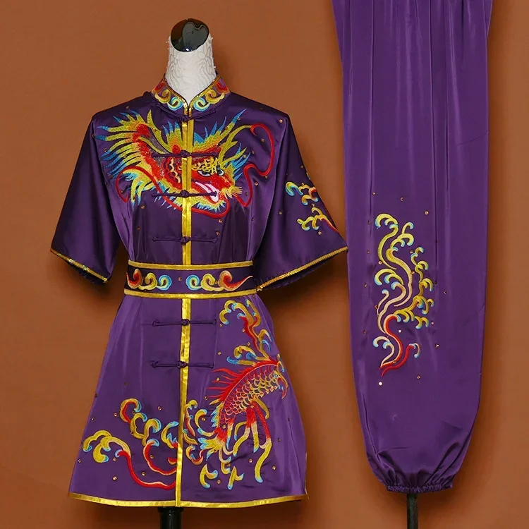 Custom Tailored Kung Fu Long Fist and Tai Chi Martial Arts Uniform for Competition Embroidered Dragon Clothes