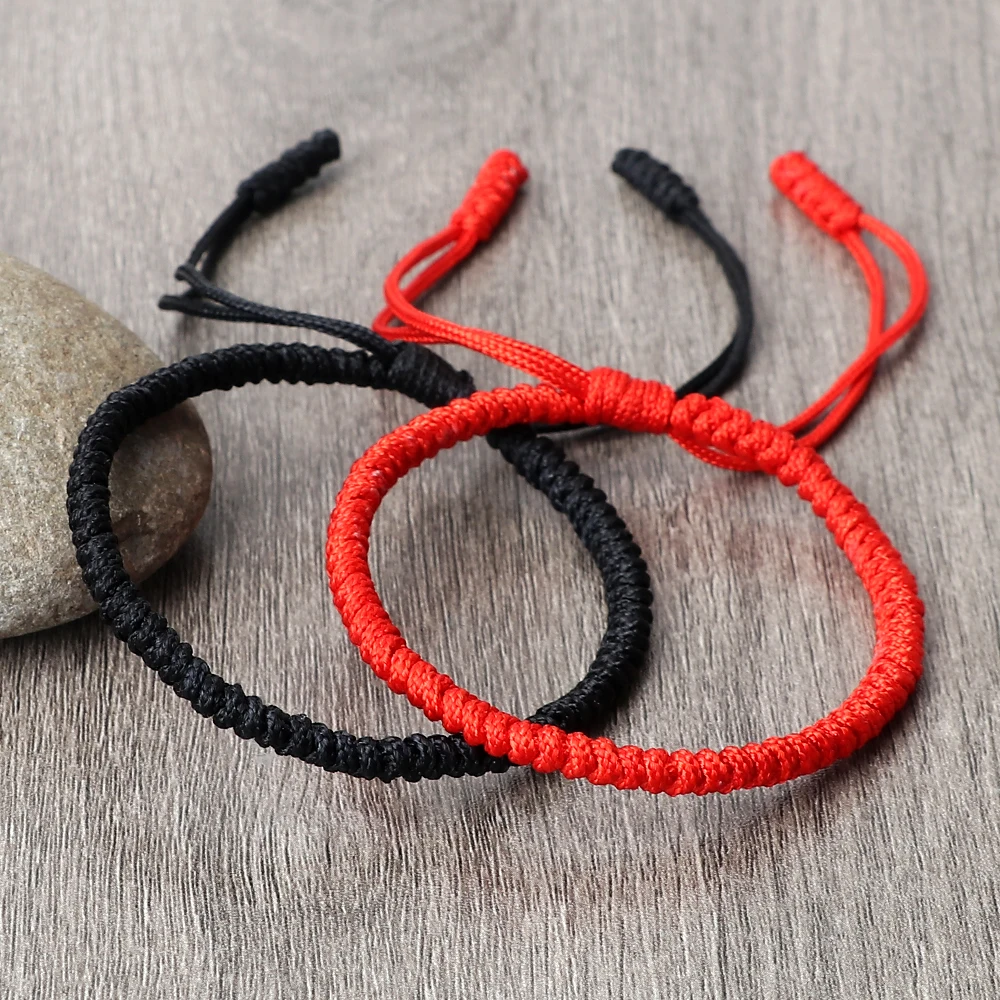 Couple Braided Bracelets&Bangles Red Black Lucky Rope Bracelet Adjustable Handmade Knot Wrist Jewelry Gift For Women Men Friends