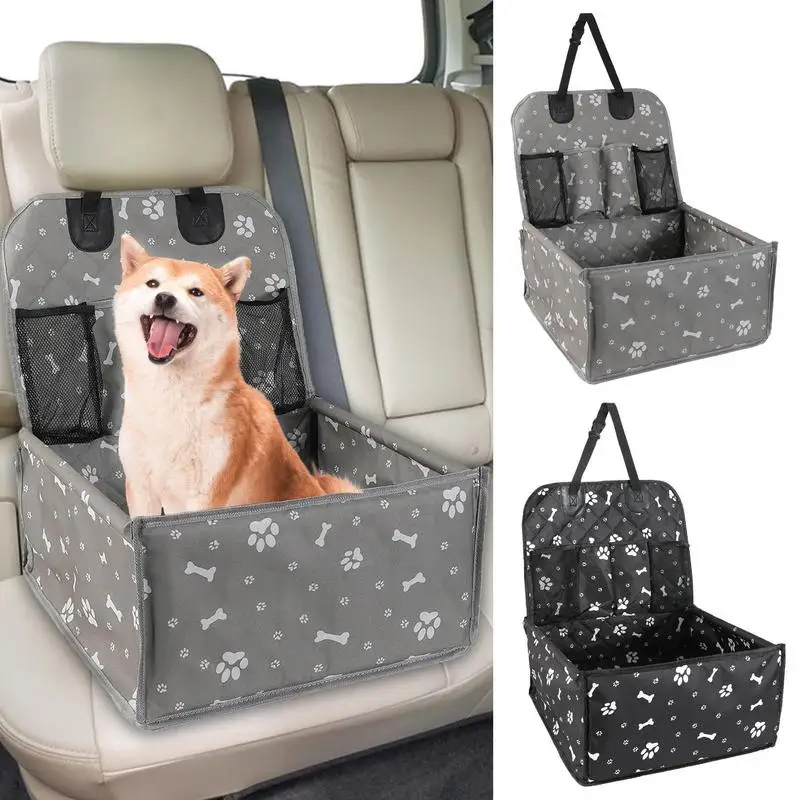 Puppy Car Seat Bag With Pockets Medium Dog Car Seat Oxford Cloth Adjustable Strap Waterproof Dog Seat For Kitten Small Anima