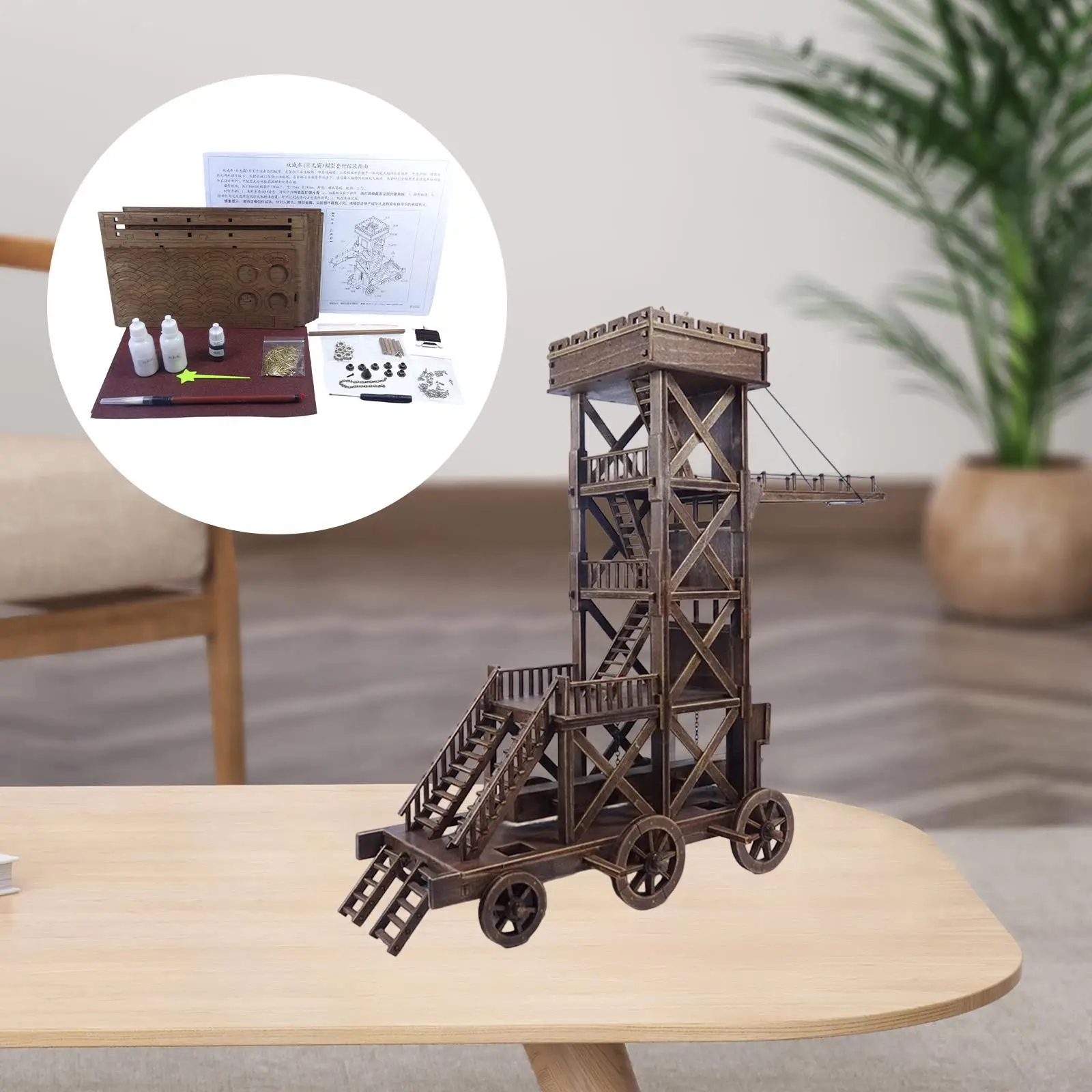 

1:72 Chinese Chariot Carriage Model Building Kit,Traditional Chinese Cart DIY Craft Toy,Table Ornament for Kids