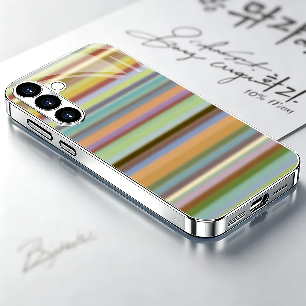 artistic blurry stripes Silver Tempered Glass TPU phone case for Samsung Galaxy S26/S25/S24/S23/S22/S21 FE Ultra Plus Shockproof