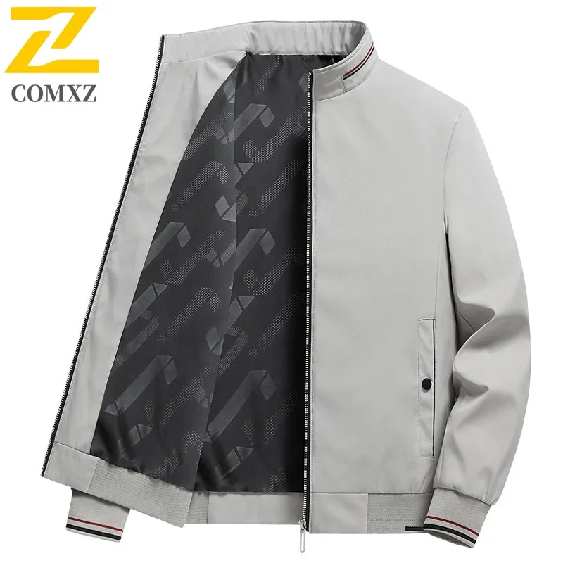 

COMXZ Men Jacket Light Luxury Solid Color Outdoor Business Office Golf Anti Wrinkle Windbreaker Autumn Jacket with No Hood