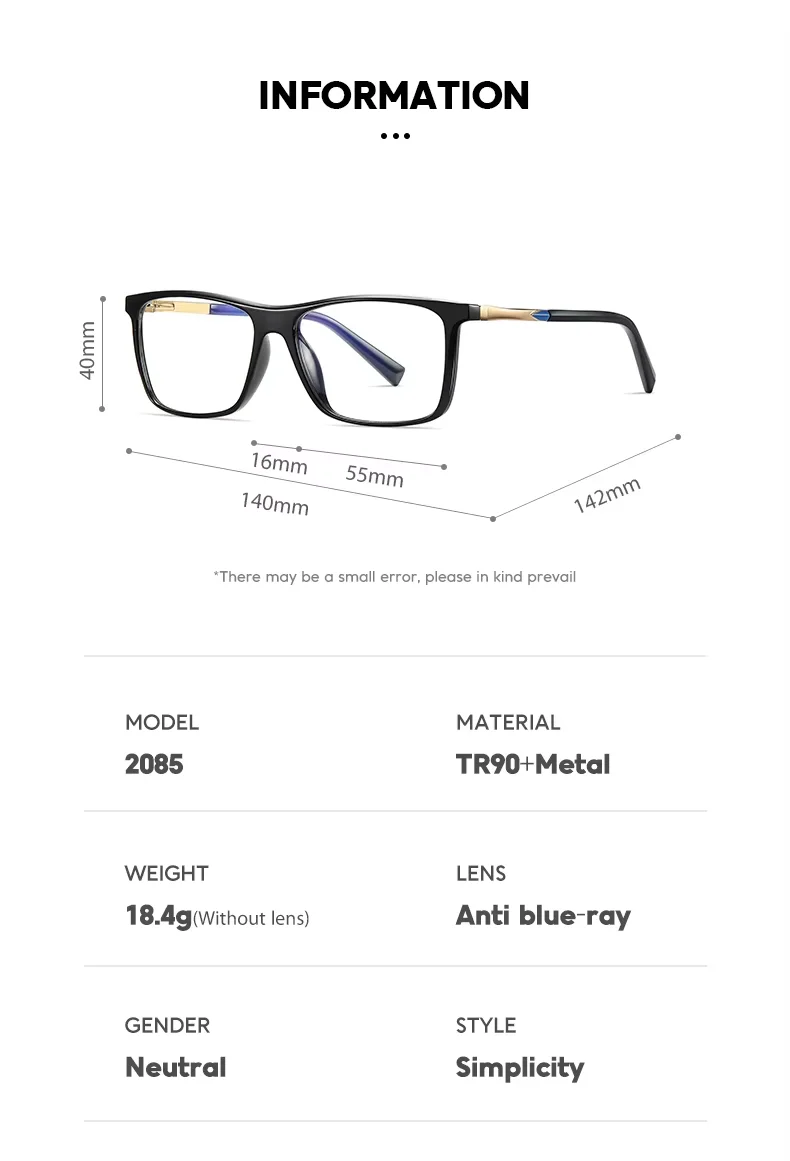 2025 Fashion classic glasses frame for men women TR90 Optical Myopia Prescription Eyeglasses frames Full Square eyewear frames