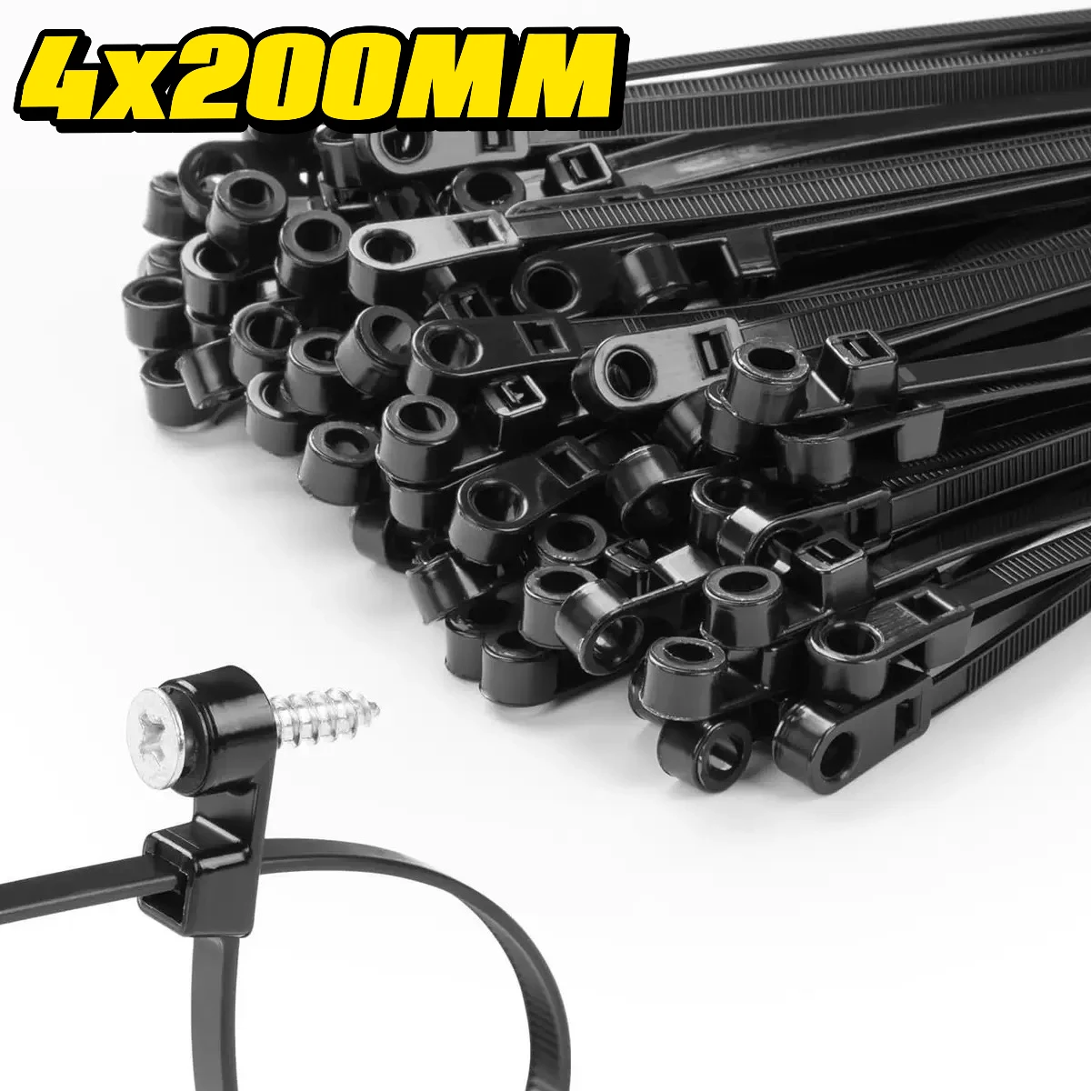 Nylon Kabelbinder met Schroefgat, Herbruikbaar en Vast, Zelfsluitende Kabelbinder, Instelbare Bevestigingsbanden, KantoororganizerKabelbinder met SchroefgatZelfsluitende