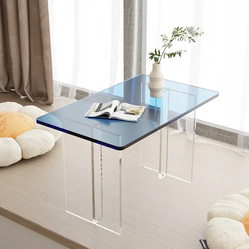 D Acrylic Modern Coffee Table Balcony Luxury Design Aesthetic Rectangle Transparent   Household Items