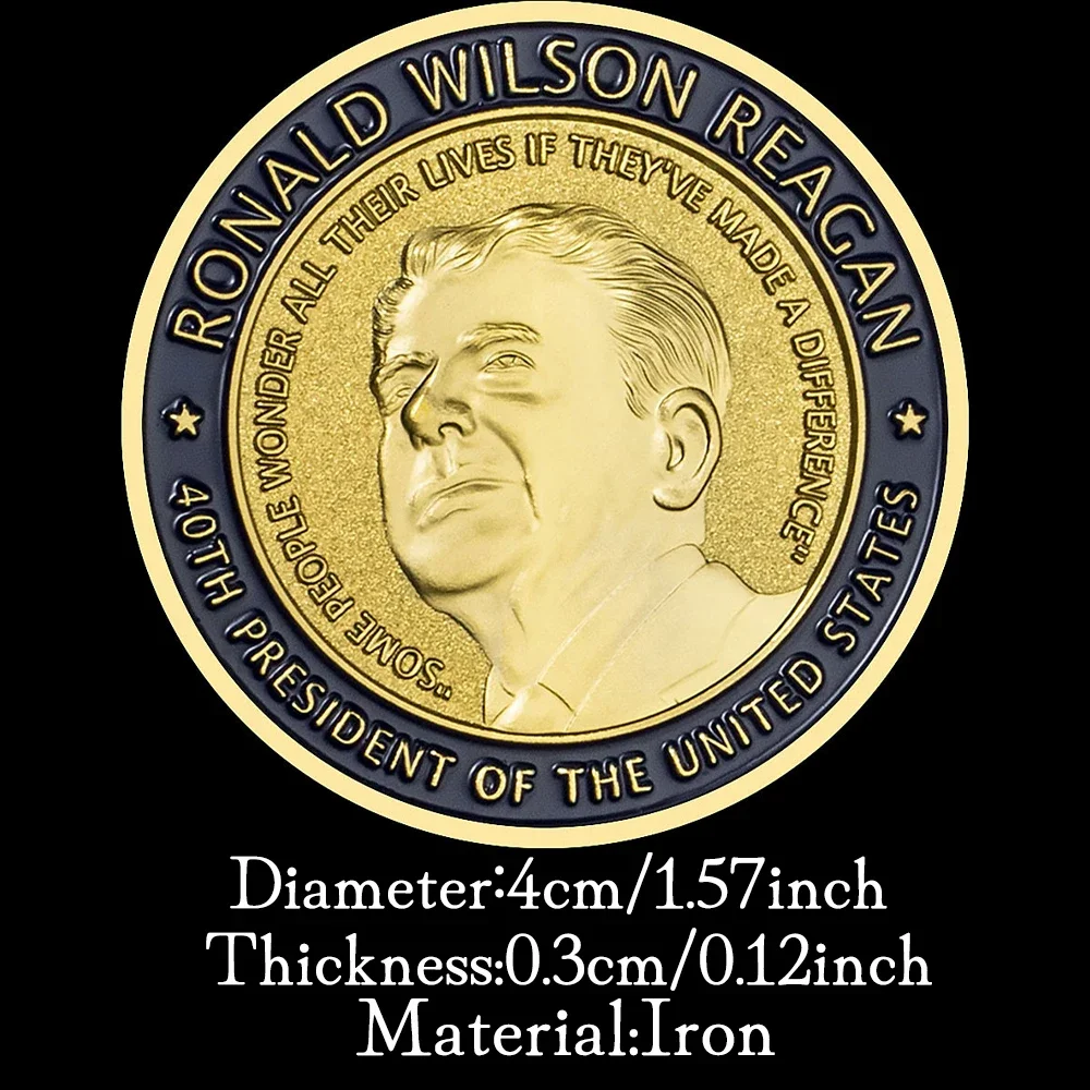 33rd and 44th President of United States Ronald Wilson Reagan (1911-2004) Souvenir Coin Silver Gold Plated Commemorative Coin