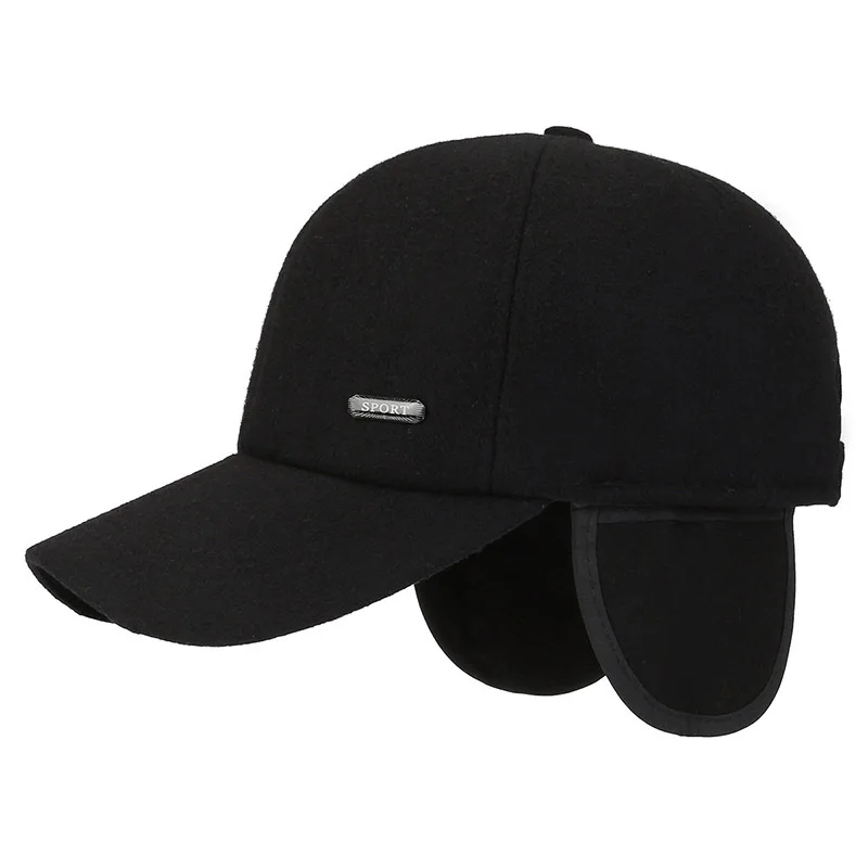 

new winter ear protection caps, simple and fashionable thickened wind-cold-proof baseball caps, woolen cotton caps