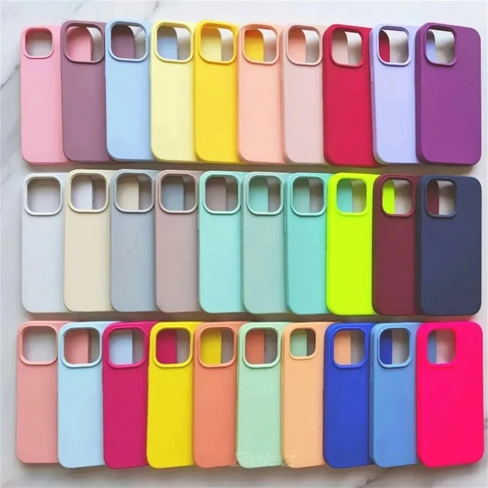 Original official silicone case for iPhone17 16 13 15 14 Pro Apple case for iPhone 17 ProMax 13 14 16 15 Pro Max Full Logo Cover