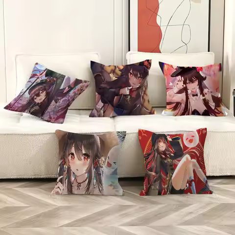 Hu Tao Genshin Impact Personalized picture text home decorative pillows Household Gifts 45x45cm