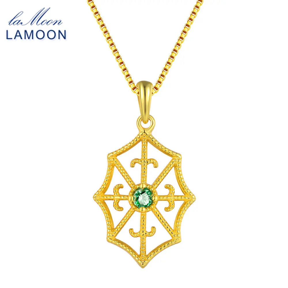 الطبيعية الخضراء الزمرد قلادة للجنسين مطلية بالذهب شبكة العنكبوت الأحجار الكريمة قلادة قلادة S925 صندوق مجوهرات سلسلة قلادة #5