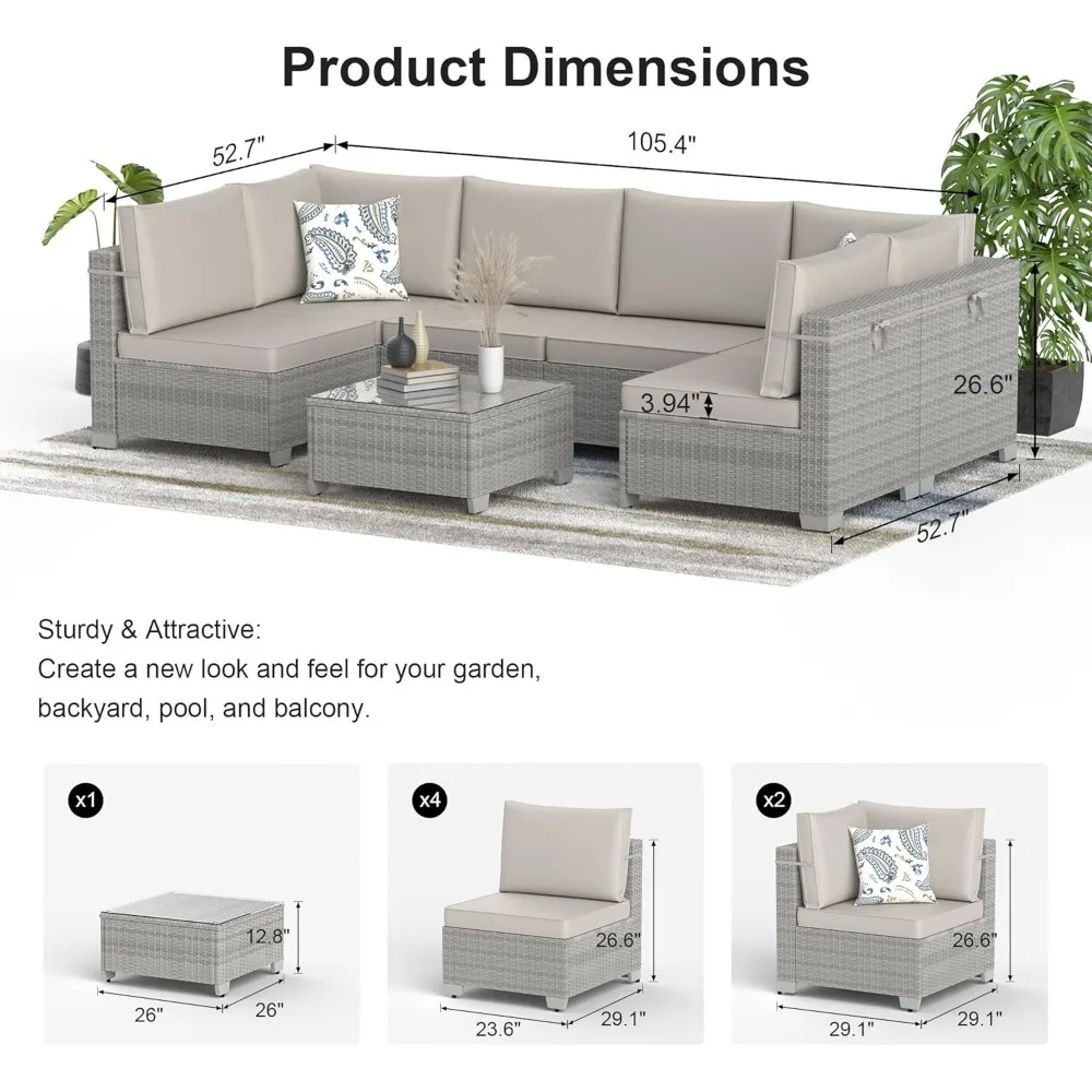 Patio Furniture Set Modular Outdoor Sectional Wicker Conversation Sets Patio Couch All Weather