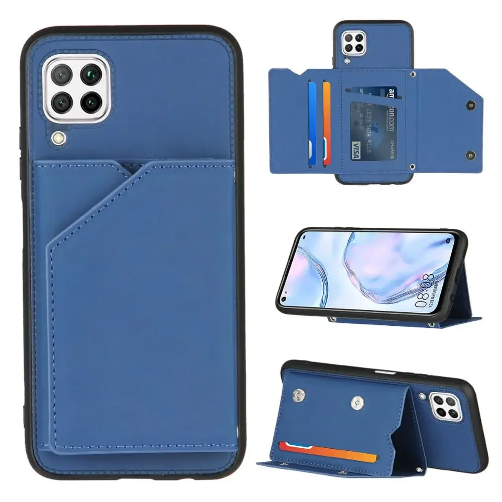 

Magnetic Buckle Pu Leather Flip Wallet Cards Slots Phone Case For Huawei P30 Pro P40 Lite Soft TPU Frame Back Cover