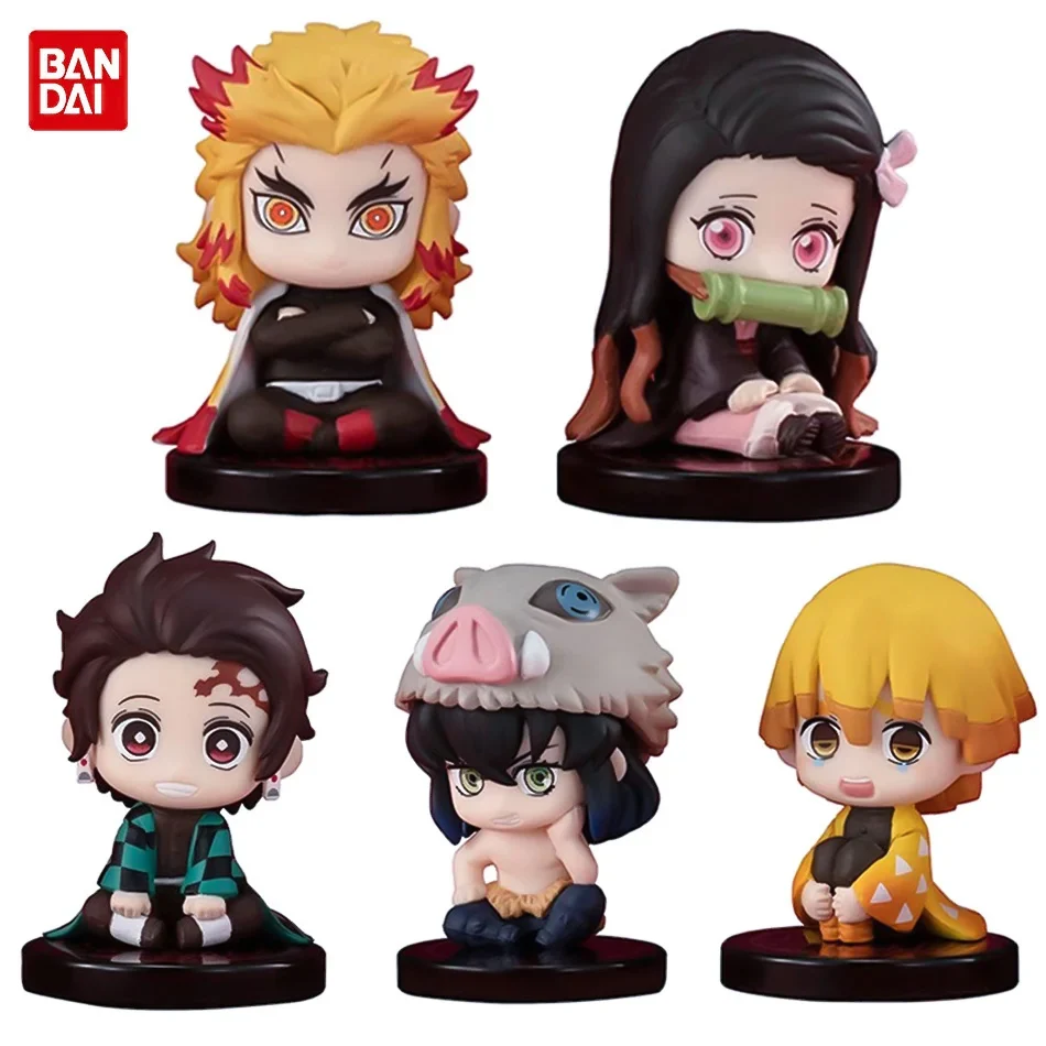 Anime 5-10 Stücke Q Versão Dämon Slayer Action Figur Set Boneca Fantasma Sentada Tanjiro Nidouzi Inosuke Film Modell kind Spielzeug Geschenk