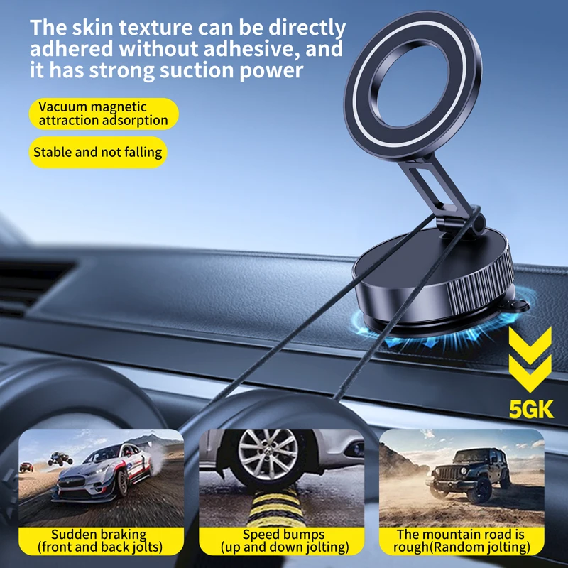 حامل هاتف كوب شفط مفرغ Magsafe 360 ° جيب مغناطيسي قابل للتعديل بحجم قابل للطي لهاتف آيفون وشاومي أوبو فيفو وهواوي وما إلى ذلك #2