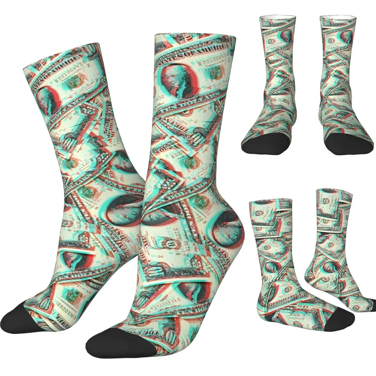 Vintage Money Stockings Design Retro Socks Winter Anti Skid Socks Men Outdoor Quality Socks