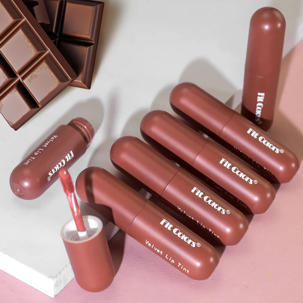 Fit Colors 6 cores fosco antiaderente chocolate brilho labial de longa duração fácil cor veludo à prova d'água esmalte labial