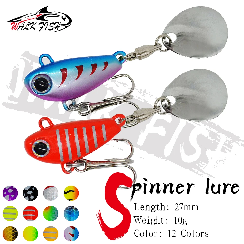 SPAZIERGANG FISCH 1PCS Neue 10g 27mm Metall Mini VIB Mit Löffel Angeln Locken Vibration Spinner Sinking Köder pin Crankbait Angelgerät