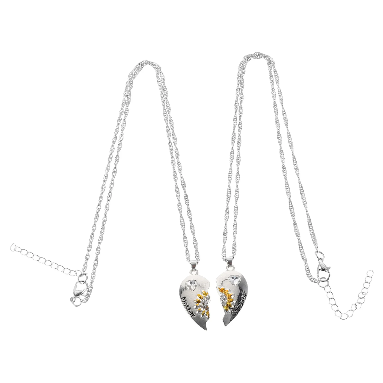 

Mother's Day Necklace Sunflower Pendant Durable Alloy Adjustable Chain Accessories Elegant Design Heart Shaped Locket Set