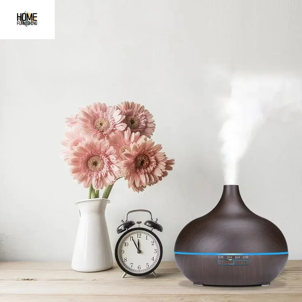 

Wood Grain LED Lamp Electric Essential Oil Diffuser Ultrasonic Aromatherapy Machine Home Car Bottom Atmospheric Light Nano Spray