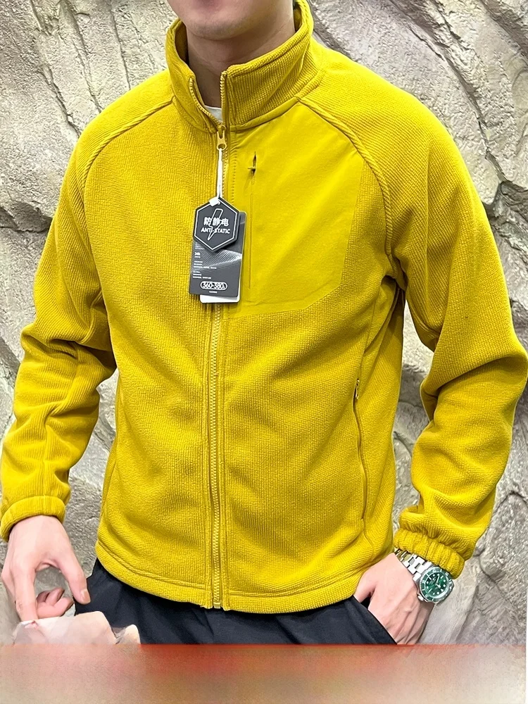 

Outdoor High Tech Warm Fce Autumn Winter Couple Sle Stand Collar Open Cardigan Jaet Middle Layer Thermal Outerwear