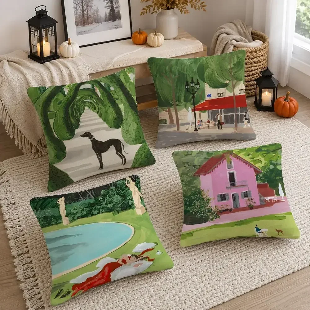 Artist Yukiko Noritake Cushion Cover Soft Fluffy Short Plush  Pillow Case Throw Decorative for Sofa Bedroom Home Decor