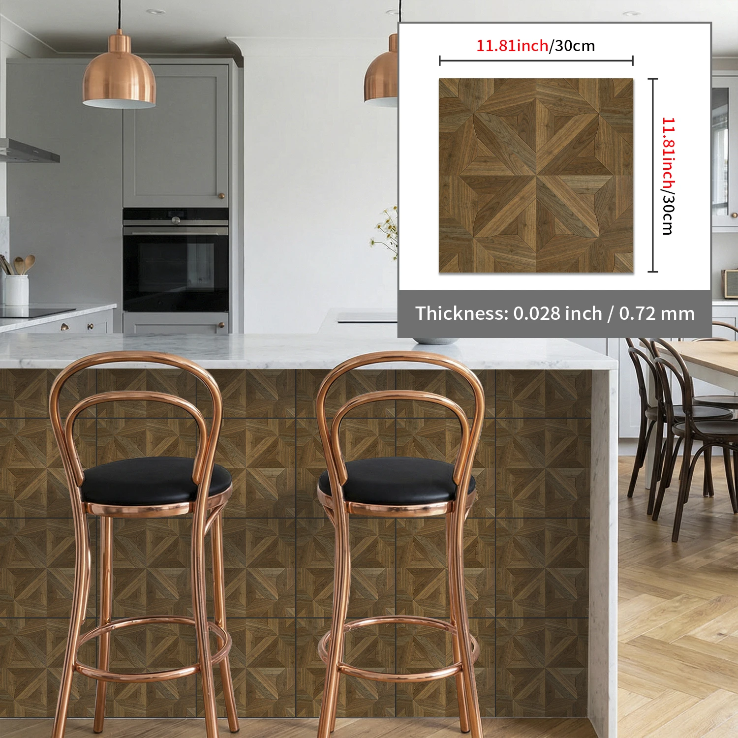 

Thick matte geometric wood grain wear-resistant waterproof self-adhesive floor and wall stickers, suitable for indoor decoratio