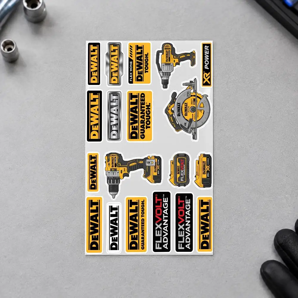 D-DEWALT Motorcycle Sticker Set Reflective Decals For Helmet Fuel Tank Fairing Body Custom Bike Graphics Kit