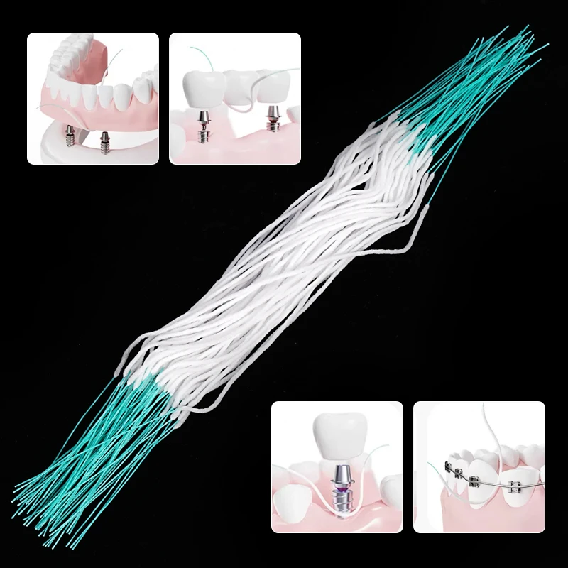 Two bags Toothpick Tool Floss Threaders Tooth Floss Holders Between Orthodontic Braces Bridge Hilo Dental Oral Clean