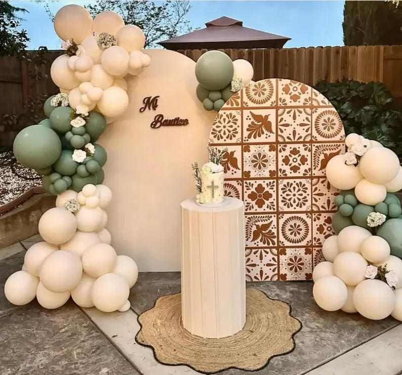 Mehofond البني بلاط قوس خلفية غطاء المكسيك فييستا الزفاف ديكور الزفاف Cielito Lindo استحمام الطفل دنة النسيج الخلفية