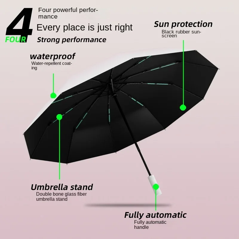 Fully automatic sun umbrella sun umbrella sun protection UV protection dual-purpose black plastic men\'s parasol