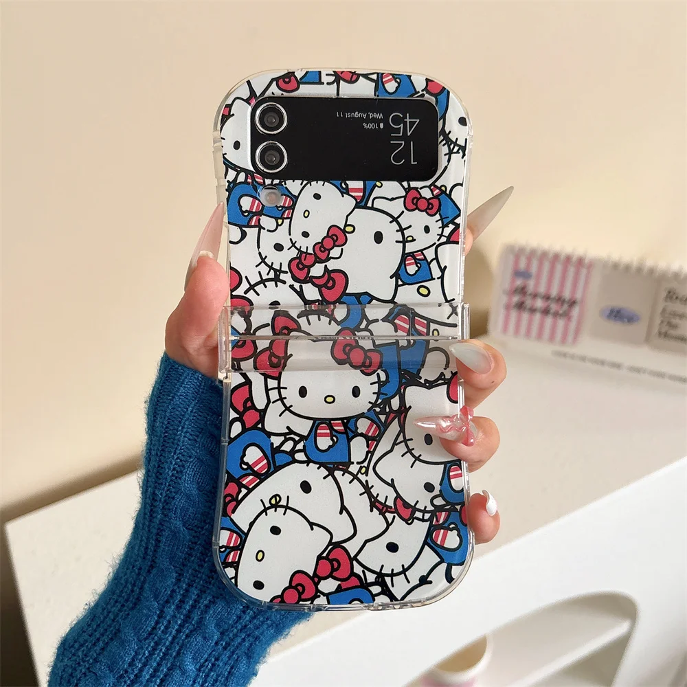 Vollbild Sanrio für Hello Kitty Pochacco mit Umhängeband, niedlicher Cartoon, Samsung Galaxy für Z Flip 7 Z Flip 6 Z Flip 5 Z Flip 4 3