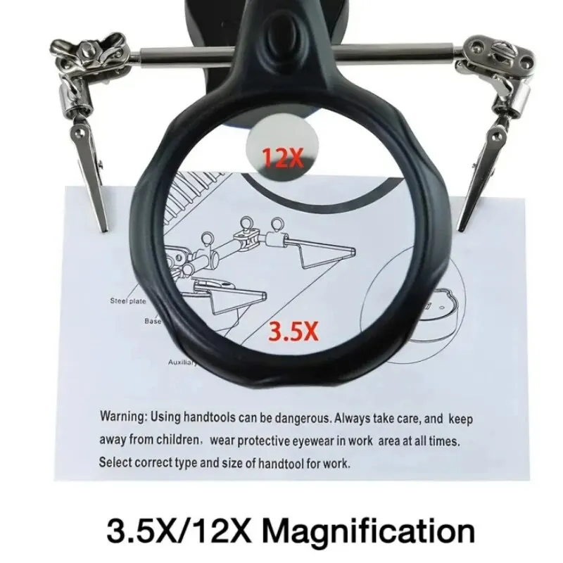 3.5X 12X lente d'ingrandimento a Clip ausiliaria per saldatura saldatore elettrico circuito per saldatura ferro strumenti per staffa per lente d'ingrandimento