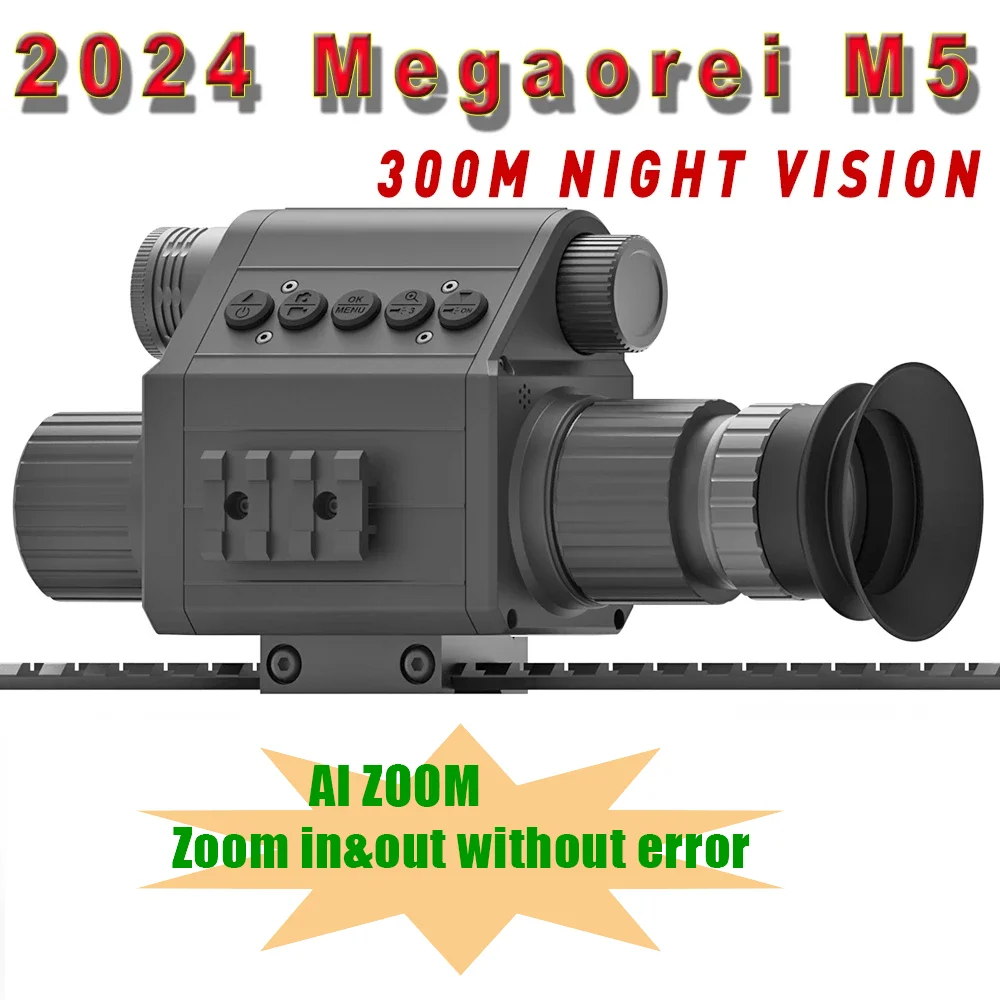 

2024 Новое поступление Megaorei M5 ночное видение 1080P HD охотничья камера Видеокамера Портативный прицел ночного видения с лазерной IR фонарь