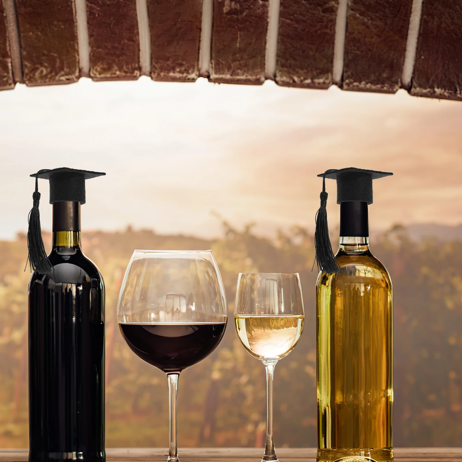 

4 Pcs Mini Tassel Doctor Hat Bottle Topper Cap Black Graduation Decorations Reusable Party Supplies DIY Crafts