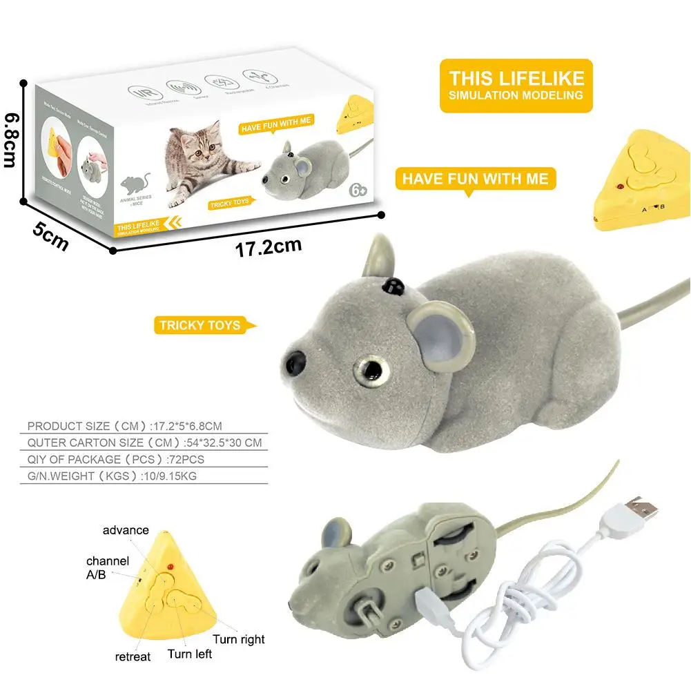 Cat Toy Remote Control Mouse Plush Simulation Infrared Toy Control Remote Fur Faced Mouse Electric Pet M7O4