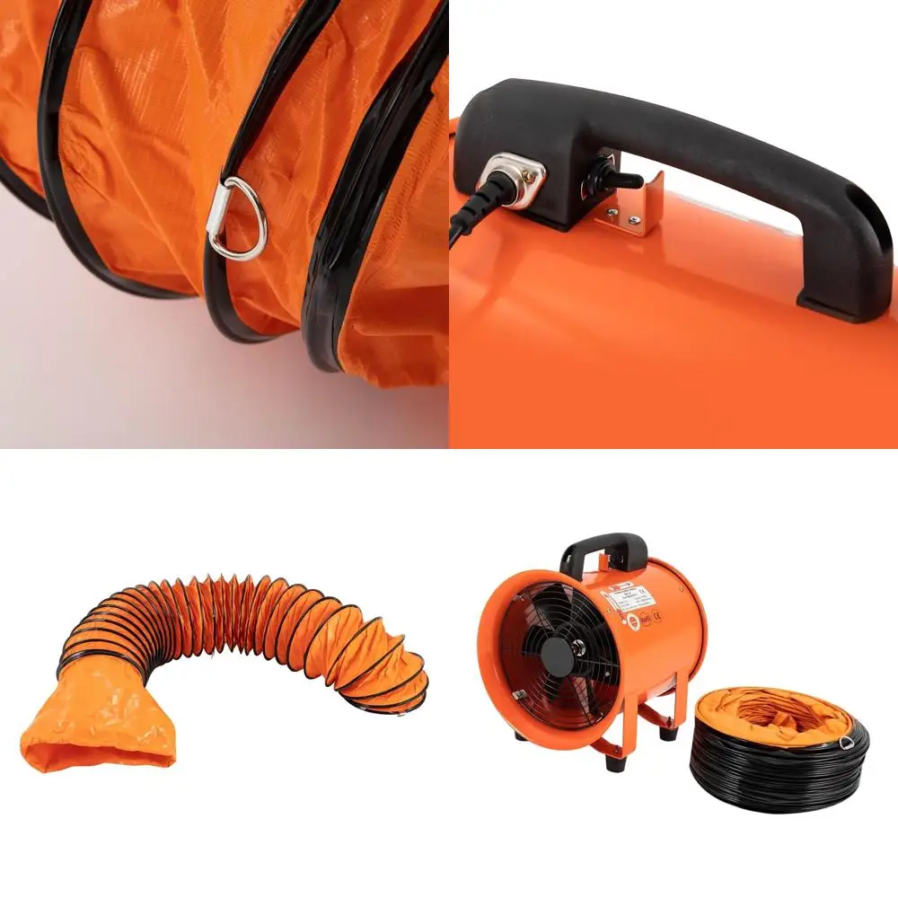

10 Inch High-Velocity Utility Blower with 16ft PVC Duct for Paint Booths and Basement Ventilation