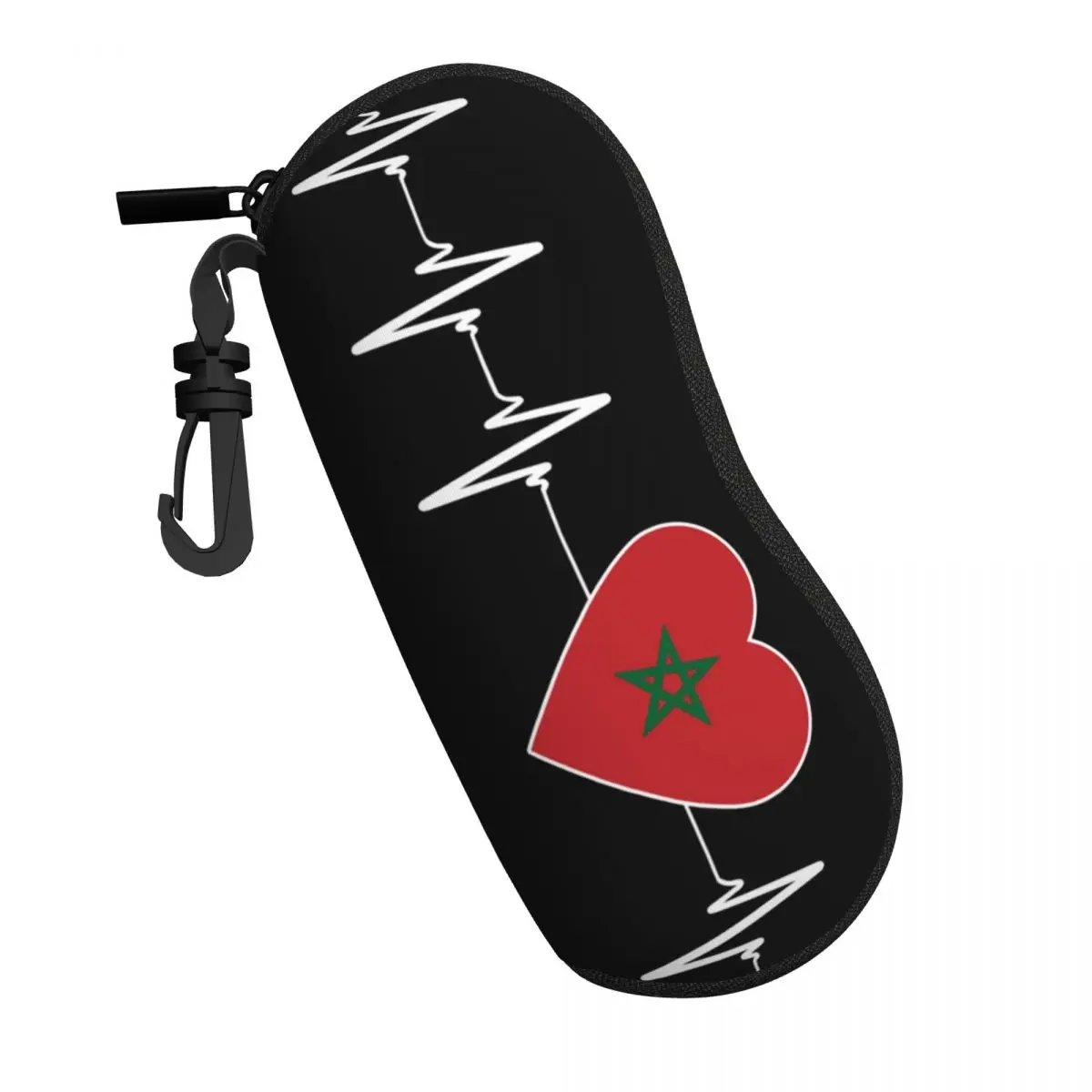Custom Heartbeat Morocco Country Flag Shell Eyeglasses Case Women Men Moroccan Heart Family Glasses Case Sunglasses Box Pouch