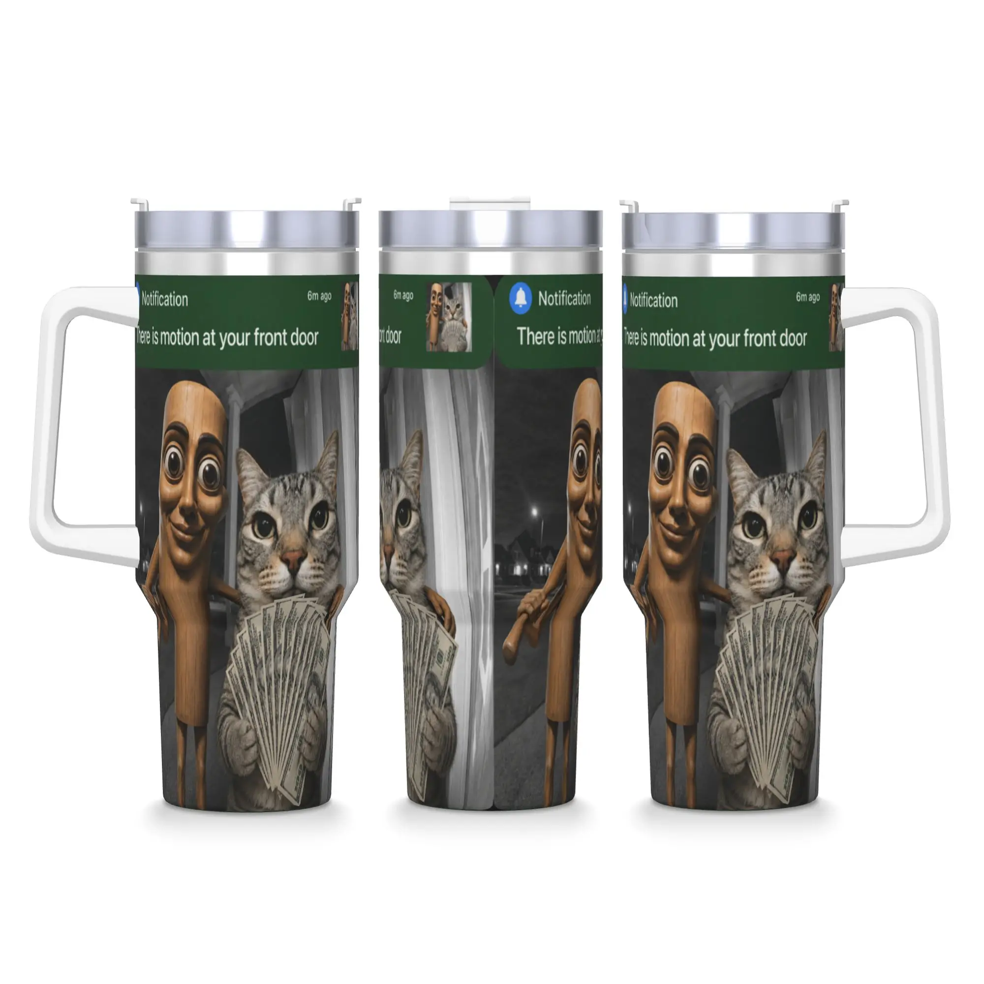 Stainless Steel Tumbler There is Motion at Your Front Door Tung Tung Tung Sahur Cat Thermal Mug  Keep Heat Cold and Hot Mugs Cup