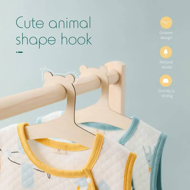 10Pcs Baby Wooden Hangers,Creative DIY Children's Clothes Rack for Dress Pants Shirt,Bear Wood Kids Hanger for Storage Display image 3