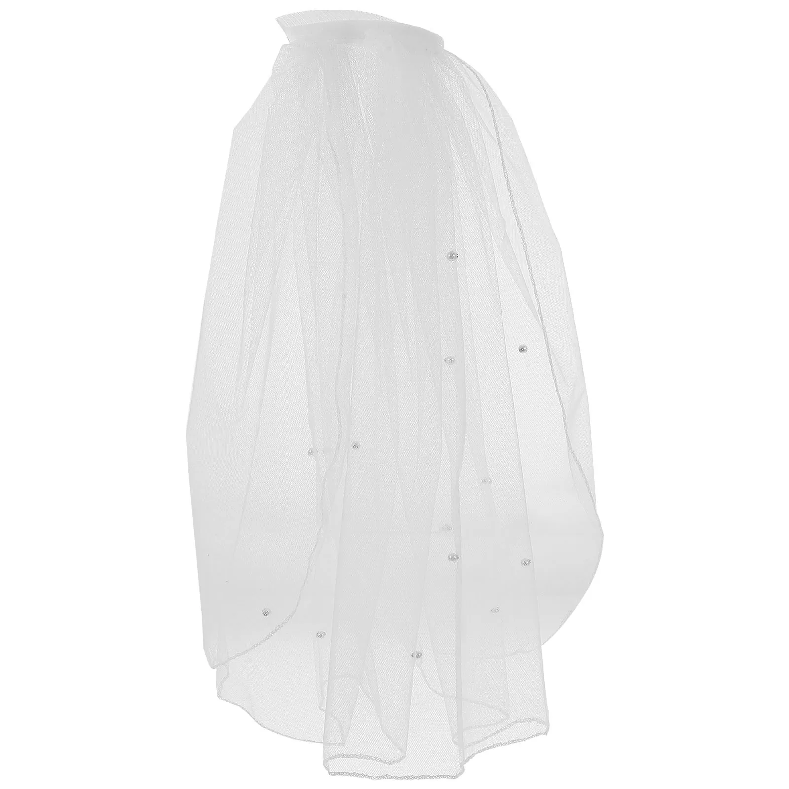 Fermagli per capelli da sposa bianchi Copricapo con bordo di perle Abito da ragazza corto Velo da sposa corto Accessori da sposa Velo per la sposa