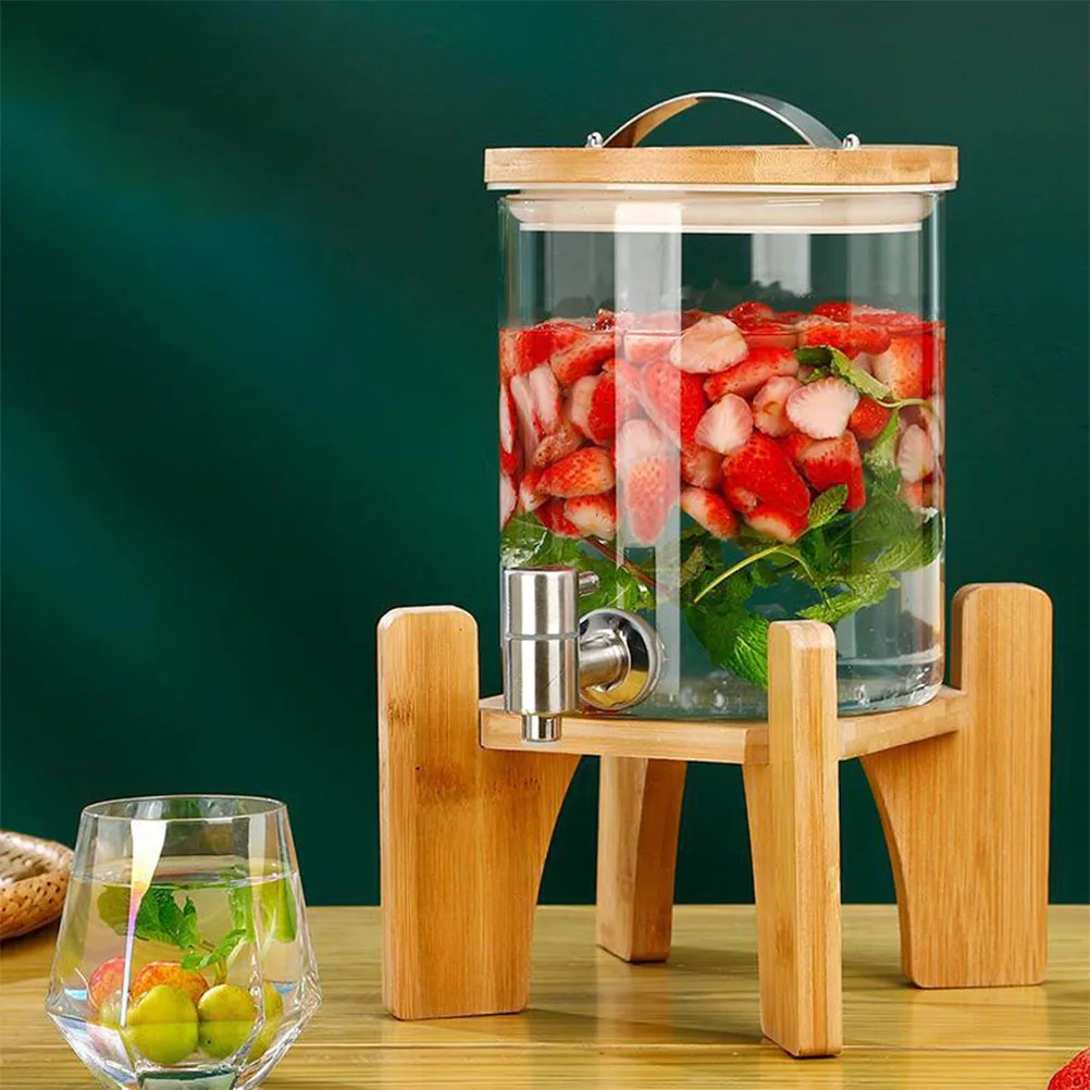 

Wooden Drink Dispenser Stand Sturdy Bamboo Wood Base Multi-Functional for Water Jug Tea Dispenser Plant Holder Indoor Decor Use