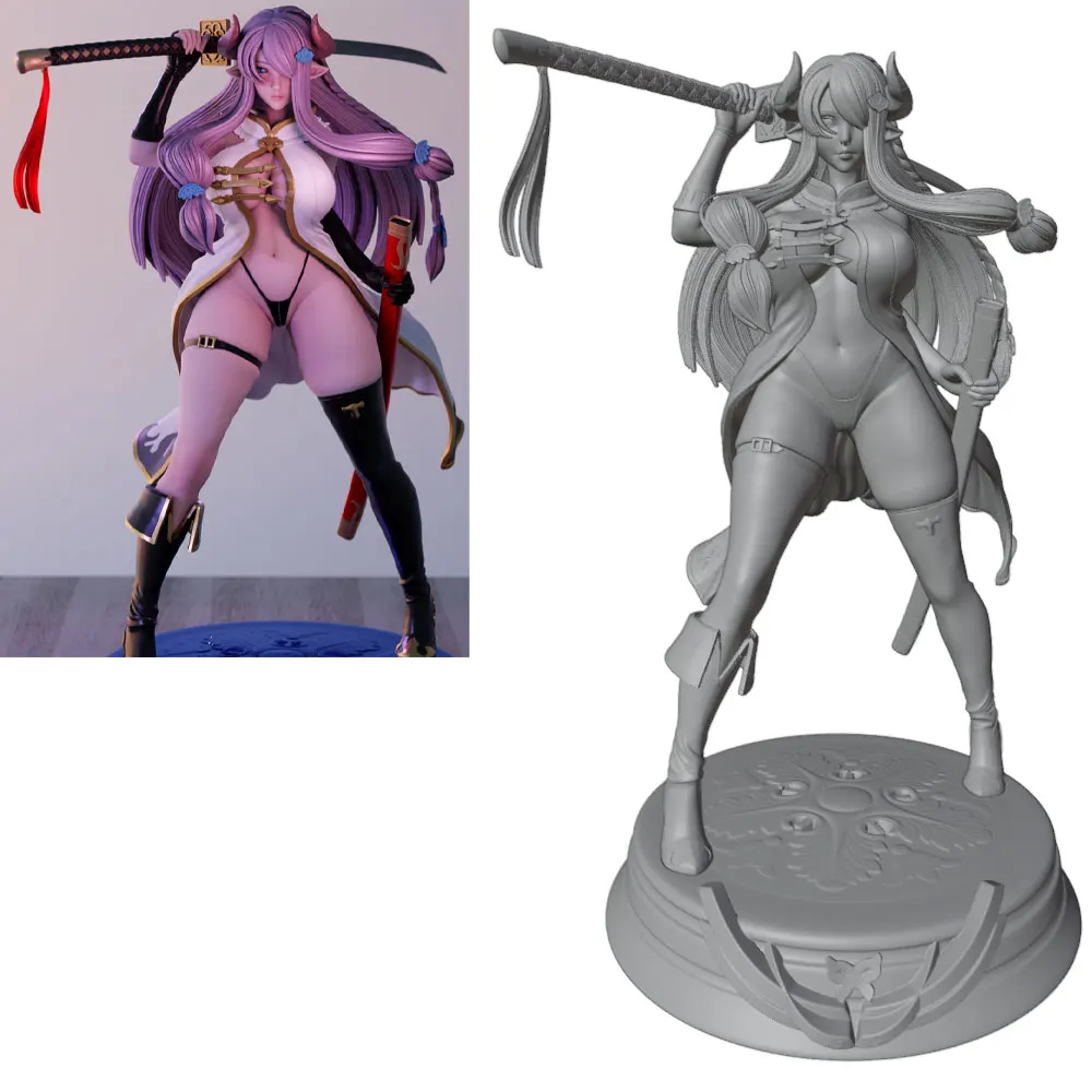1/24 75mm   NSFW Sexy Girl Resin Model Kits GK Miniature 3D Printed Gray Model Figurine DIY Doll Model Unassembled And Unpainted
