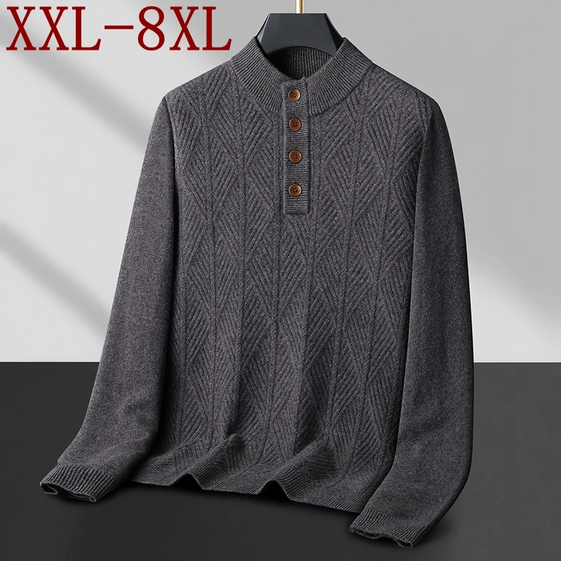 

8XL 7XL 6XL 2024 New Fall Winter Top Grade Luxury 100% Wool Sweater Men Thick Warm Mens Pullover Sweaters Casual Argyle Jumpers